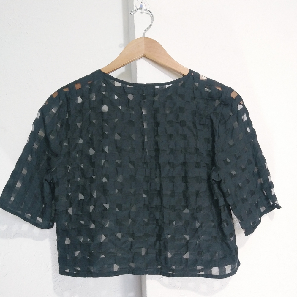 Hanita sheer cotton nylon single keyhole tops